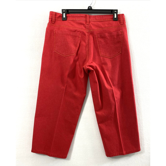 Bill Bass Capri‎ Jean Shorts Womens 10 Petite Red Denim Stretch - Picture 2 of 9